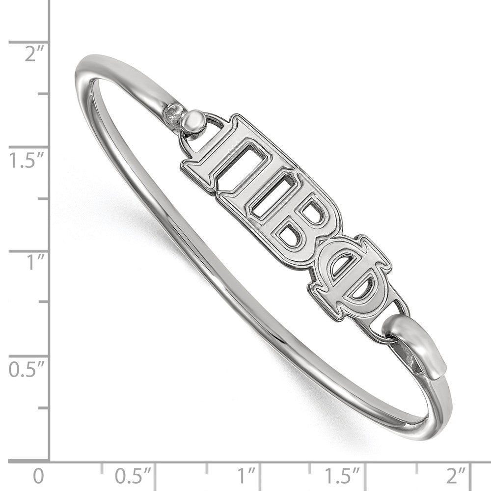 Sterling Silver Rh Plated Logoart Pi Beta Phi Small Hook And Clasp Bangle