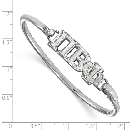 Sterling Silver Rh Plated Logoart Pi Beta Phi Small Hook And Clasp Bangle