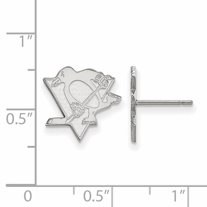 Sterling Silver Rhodium Plated Nhl Logoart Pittsburgh Penguins Small Post Earrings