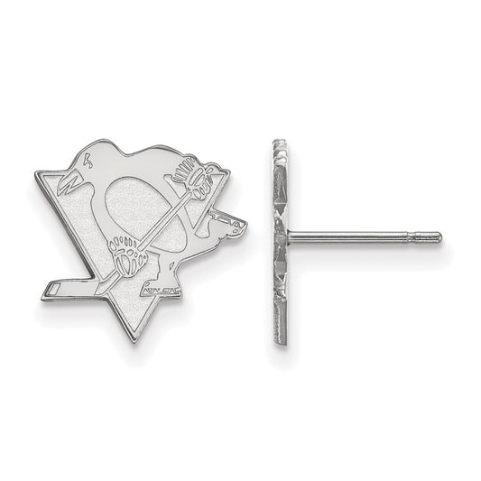 14K White Gold Nhl Logoart Pittsburgh Penguins Small Post Earrings