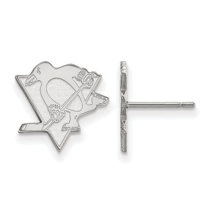 Sterling Silver Rhodium Plated Nhl Logoart Pittsburgh Penguins Small Post Earrings