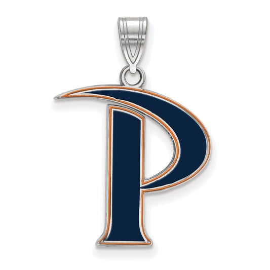 Sterling Silver Rhodium Plated Logoart Pepperdine University Letter P Large Enameled Pendant