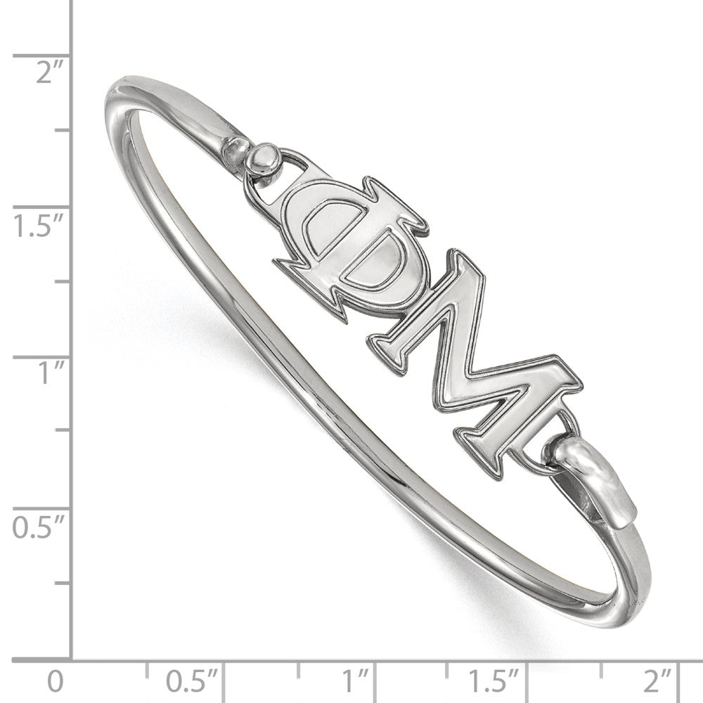 Sterling Silver Rh Plated Logoart Phi Mu Small Hook And Clasp Bangle