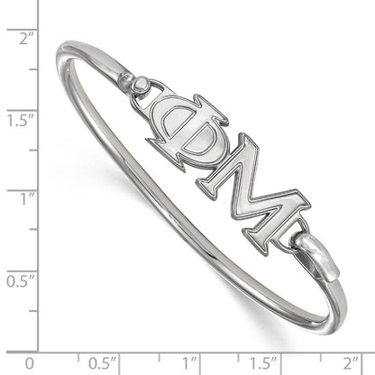 Sterling Silver Rh Plated Logoart Phi Mu Small Hook And Clasp Bangle