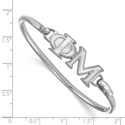 Sterling Silver Rh Plated Logoart Phi Mu Small Hook And Clasp Bangle