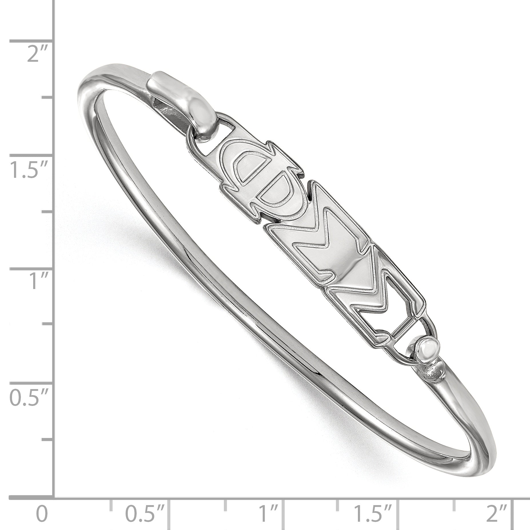 Sterling Silver S. Rh Plated Logoart Phi Sigma Small Hook And Clasp Bangle