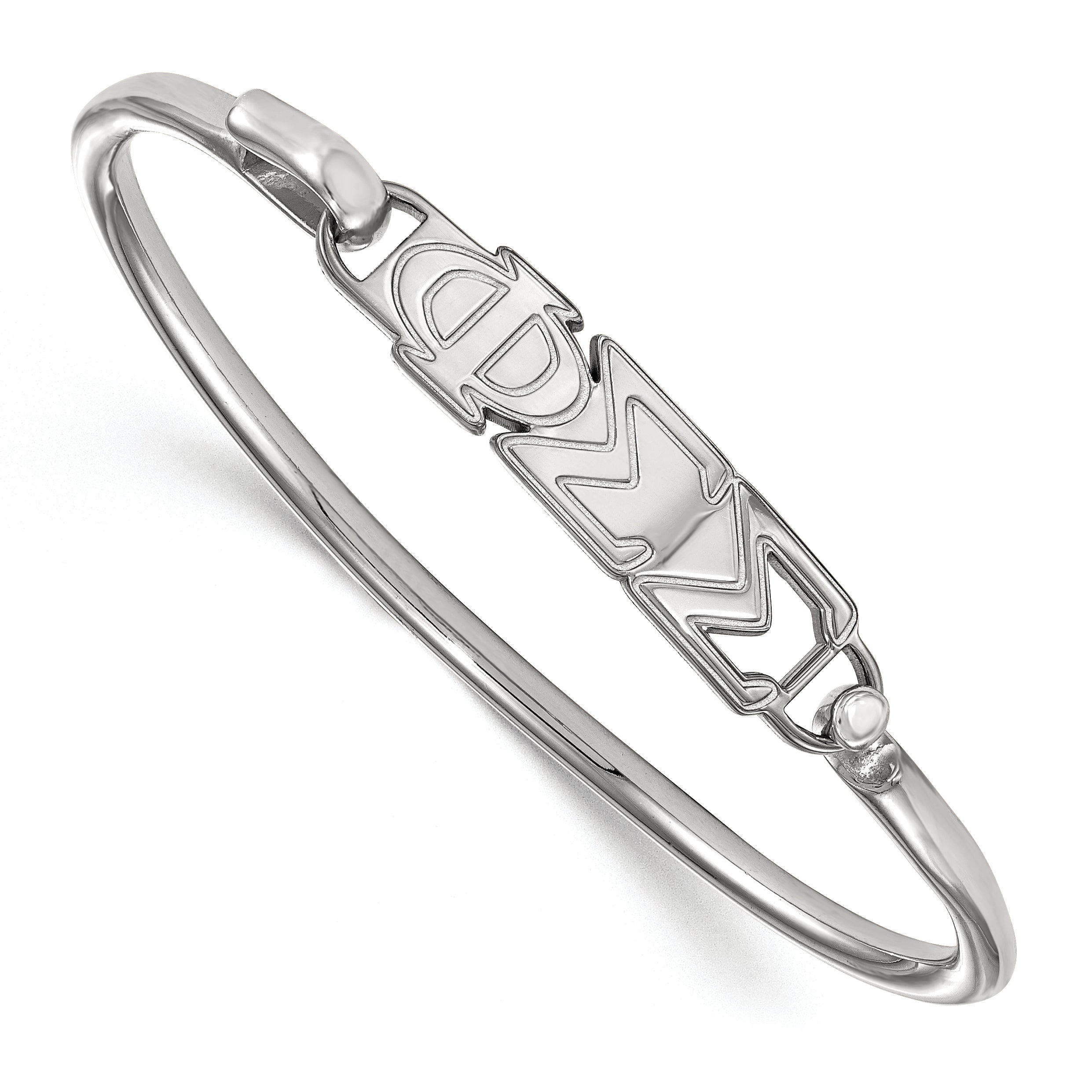 Sterling Silver S. Rh Plated Logoart Phi Sigma Small Hook And Clasp Bangle