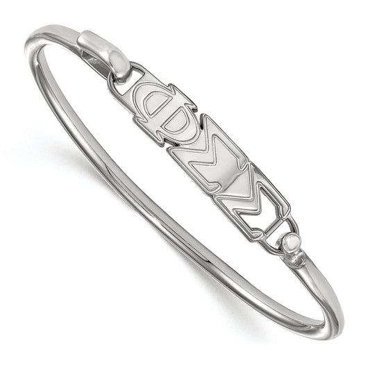 Sterling Silver S. Rh Plated Logoart Phi Sigma Small Hook And Clasp Bangle