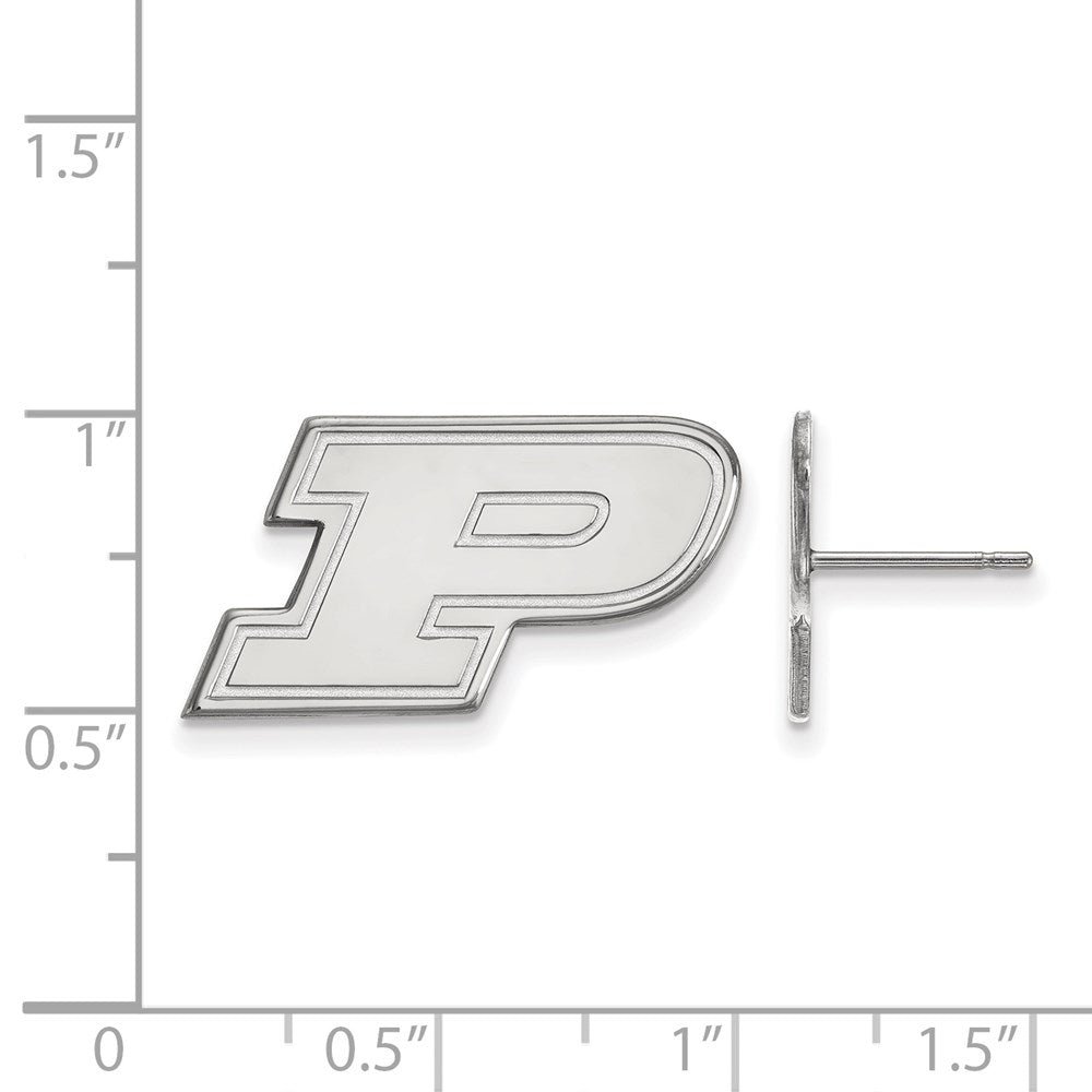 Sterling Silver Rhodium Plated Logoart Purdue University Letter P Small Post Earrings