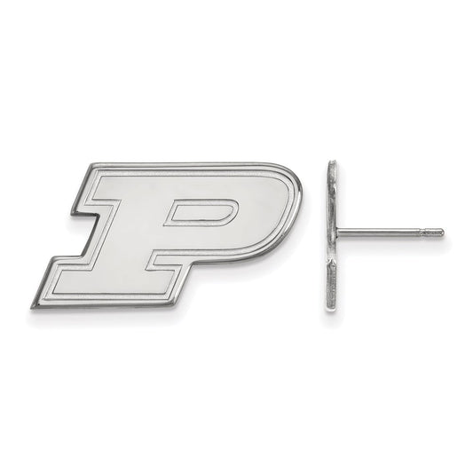 Sterling Silver Rhodium Plated Logoart Purdue University Letter P Small Post Earrings