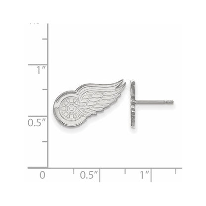 Sterling Silver Rhodium Plated Nhl Logoart Detroit Red Wings Small Post Earrings