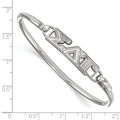 Sterling Silver S. Rh Plated Logoart Sigma Delta Tau Small Hook And Clasp Bangle