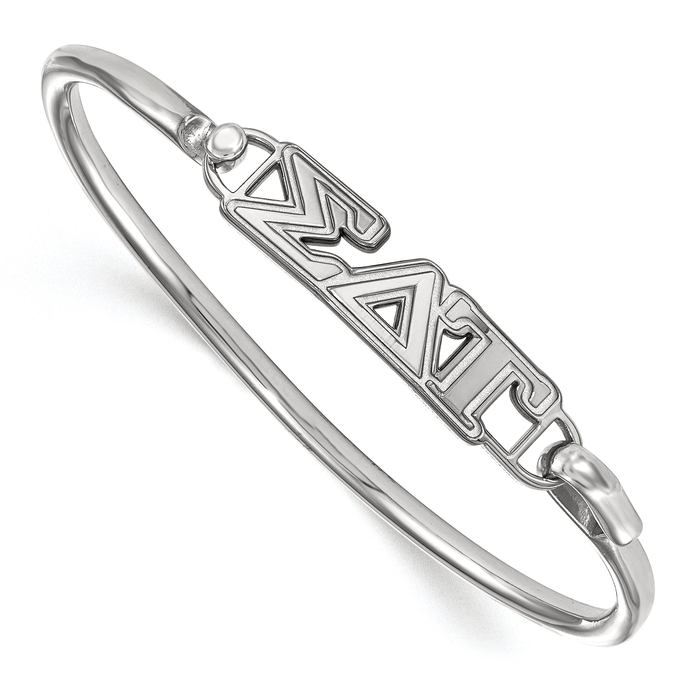 Sterling Silver S. Rh Plated Logoart Sigma Delta Tau Small Hook And Clasp Bangle