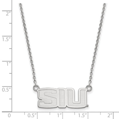 Sterling Silver Rhodium Plated Logoart Southern Illinois University S I U Small Pendant 18 Inch Necklace
