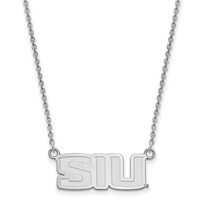 Sterling Silver Rhodium Plated Logoart Southern Illinois University S I U Small Pendant 18 Inch Necklace