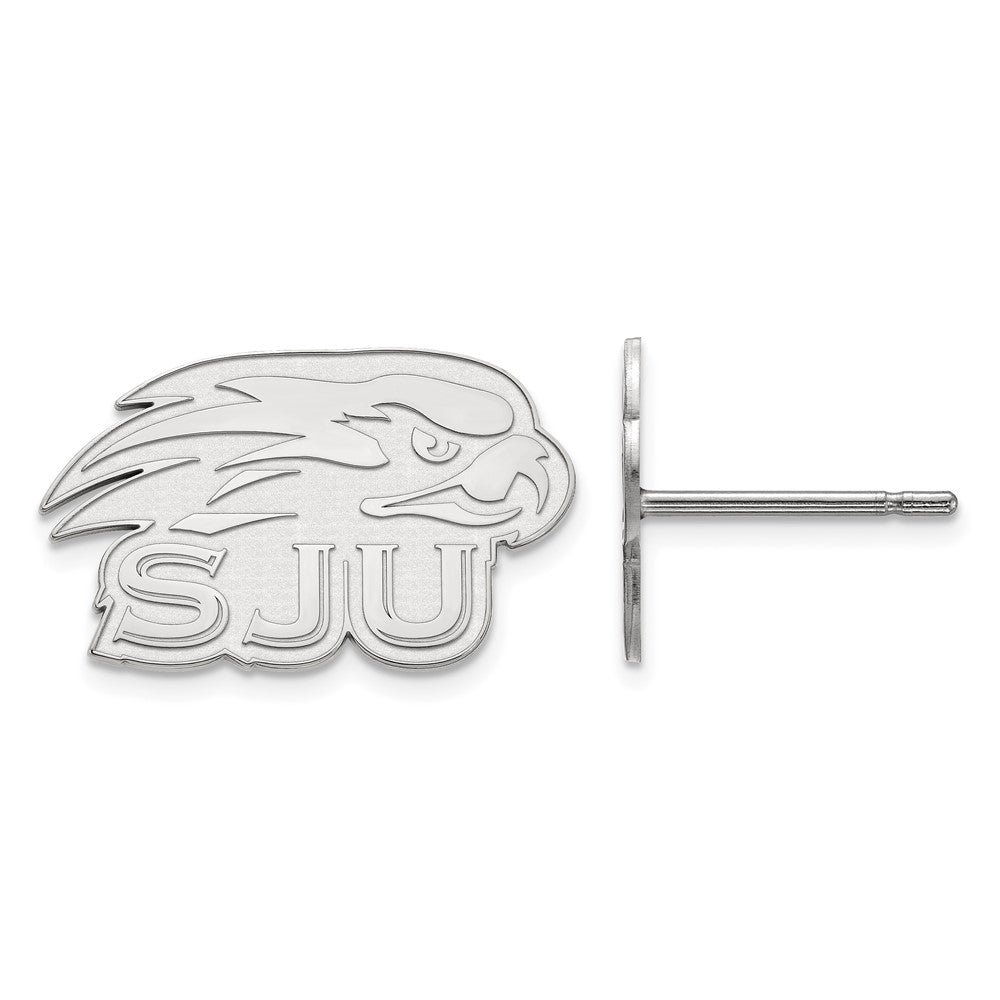 Sterling Silver Rhodium Plated Logoart Saint Joseph'S University Hawks Extra Small Post Earrings