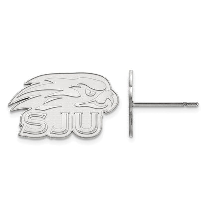 Sterling Silver Rhodium Plated Logoart Saint Joseph'S University Hawks Extra Small Post Earrings