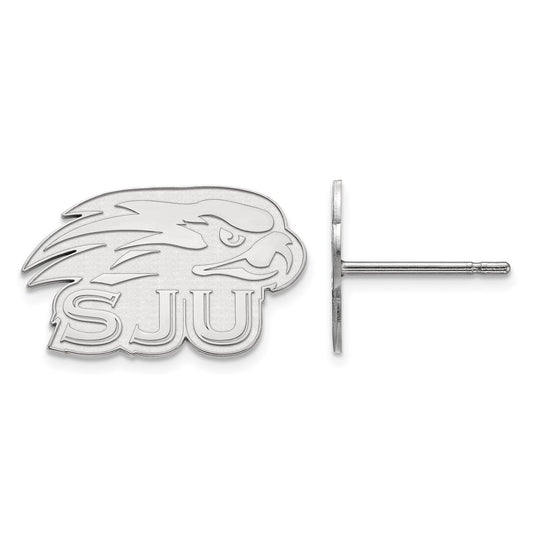Sterling Silver Rhodium Plated Logoart Saint Joseph'S University Hawks Extra Small Post Earrings