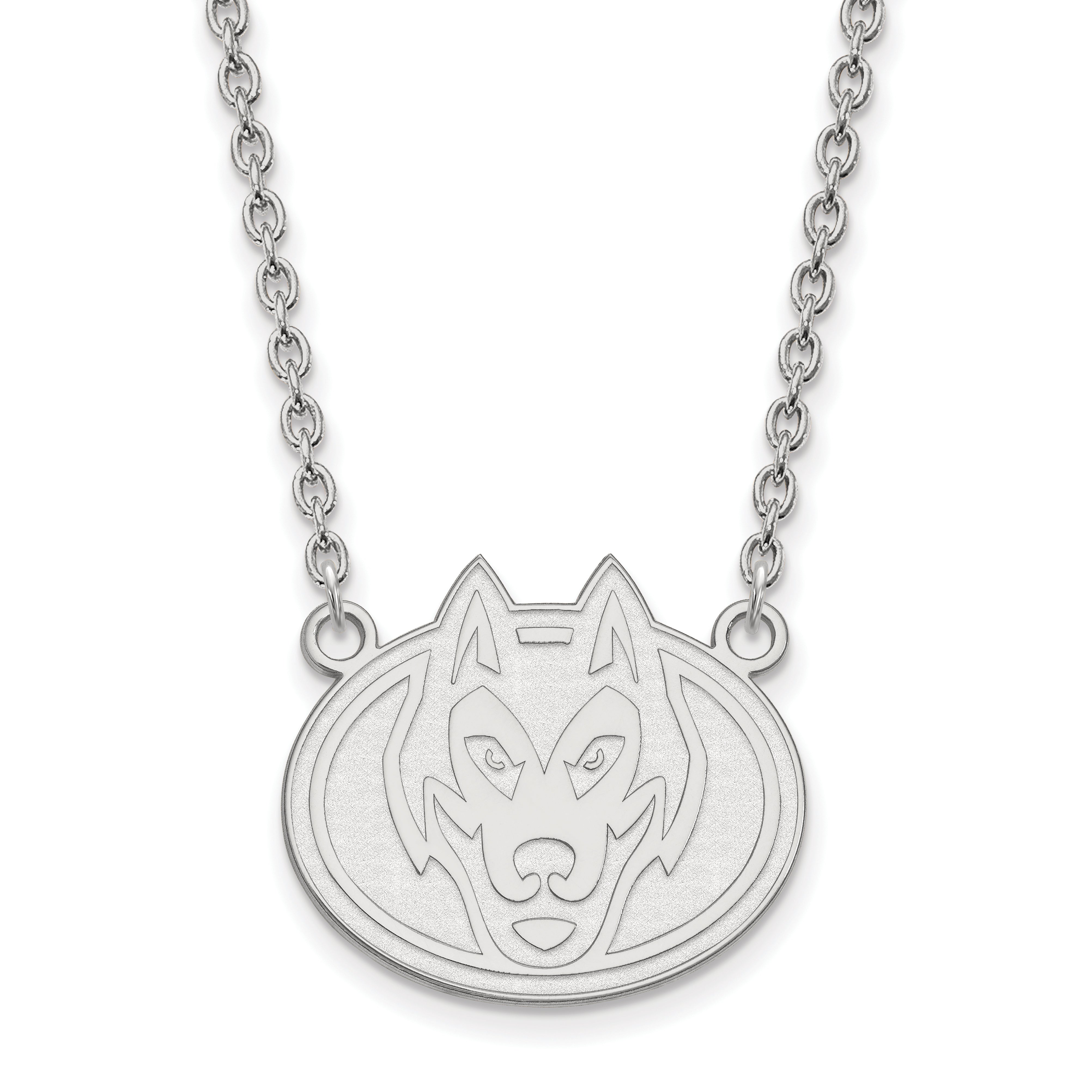 Sterling Silver Rhodium Plated Logoart St. Cloud State University Husky Large Pendant 18 Inch Necklace