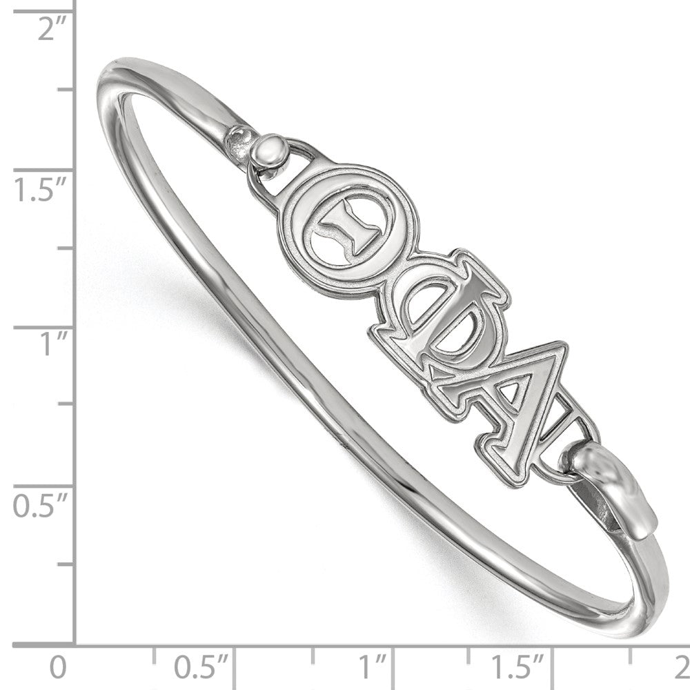 Sterling Silver S. Rh Plated Logoart Theta Phi Alpha Small Hook And Clasp Bangle