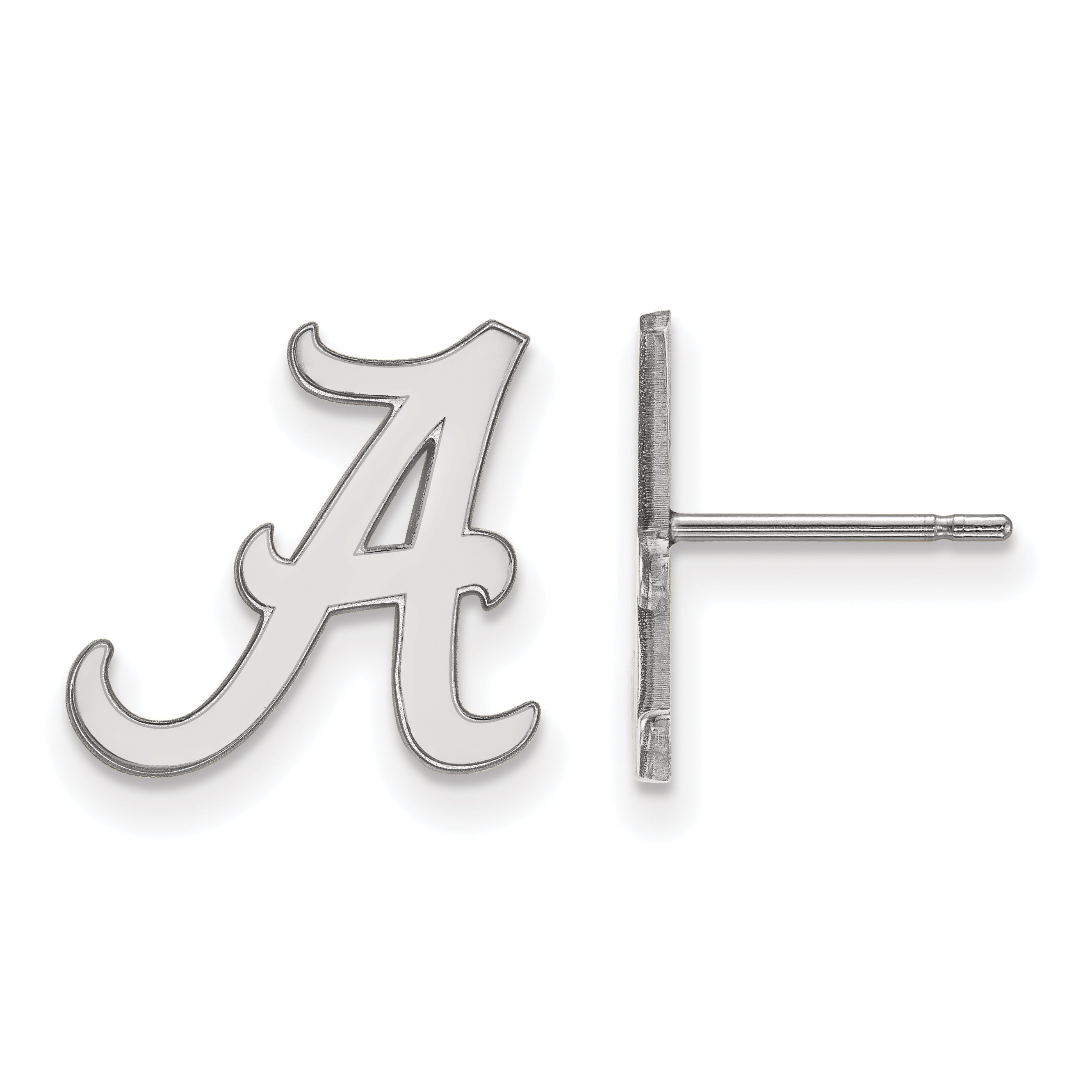 Sterling Silver Rhodium Plated Logoart University Of Alabama Letter A Small Post Earrings