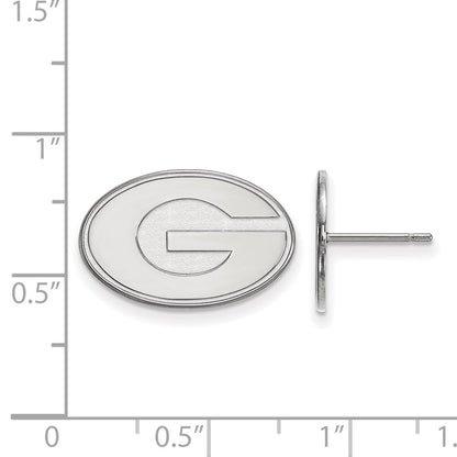 10K White Gold Logoart University Of Georgia Letter G Small Post Earrings