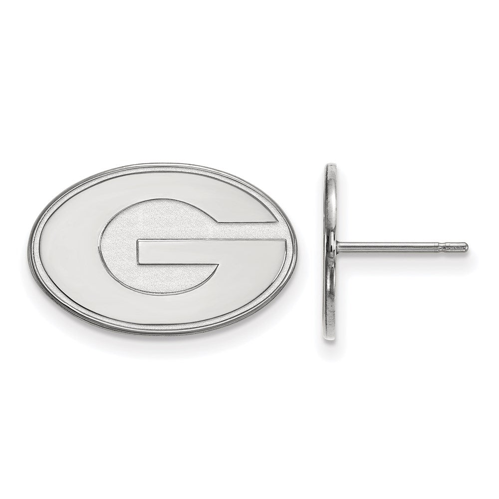 10K White Gold Logoart University Of Georgia Letter G Small Post Earrings