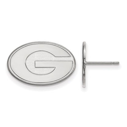 10K White Gold Logoart University Of Georgia Letter G Small Post Earrings