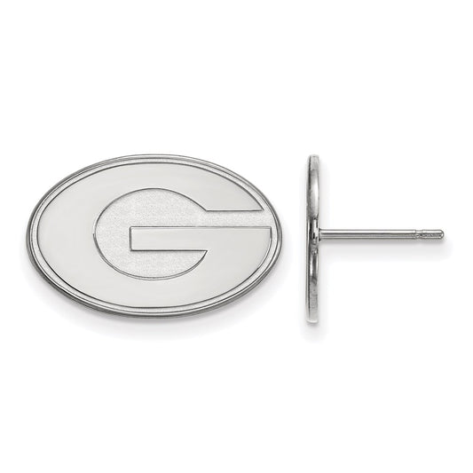 14K White Gold Logoart University Of Georgia Letter G Small Post Earrings