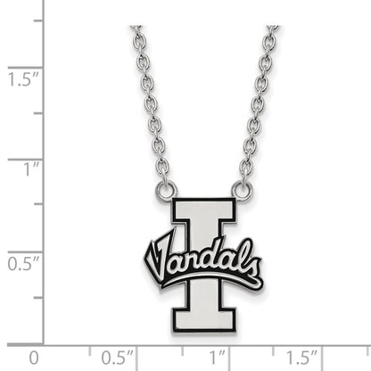 Sterling Silver Rhodium Plated Logoart University Of Idaho Vandals Large Enameled Pendant 18 Inch Necklace