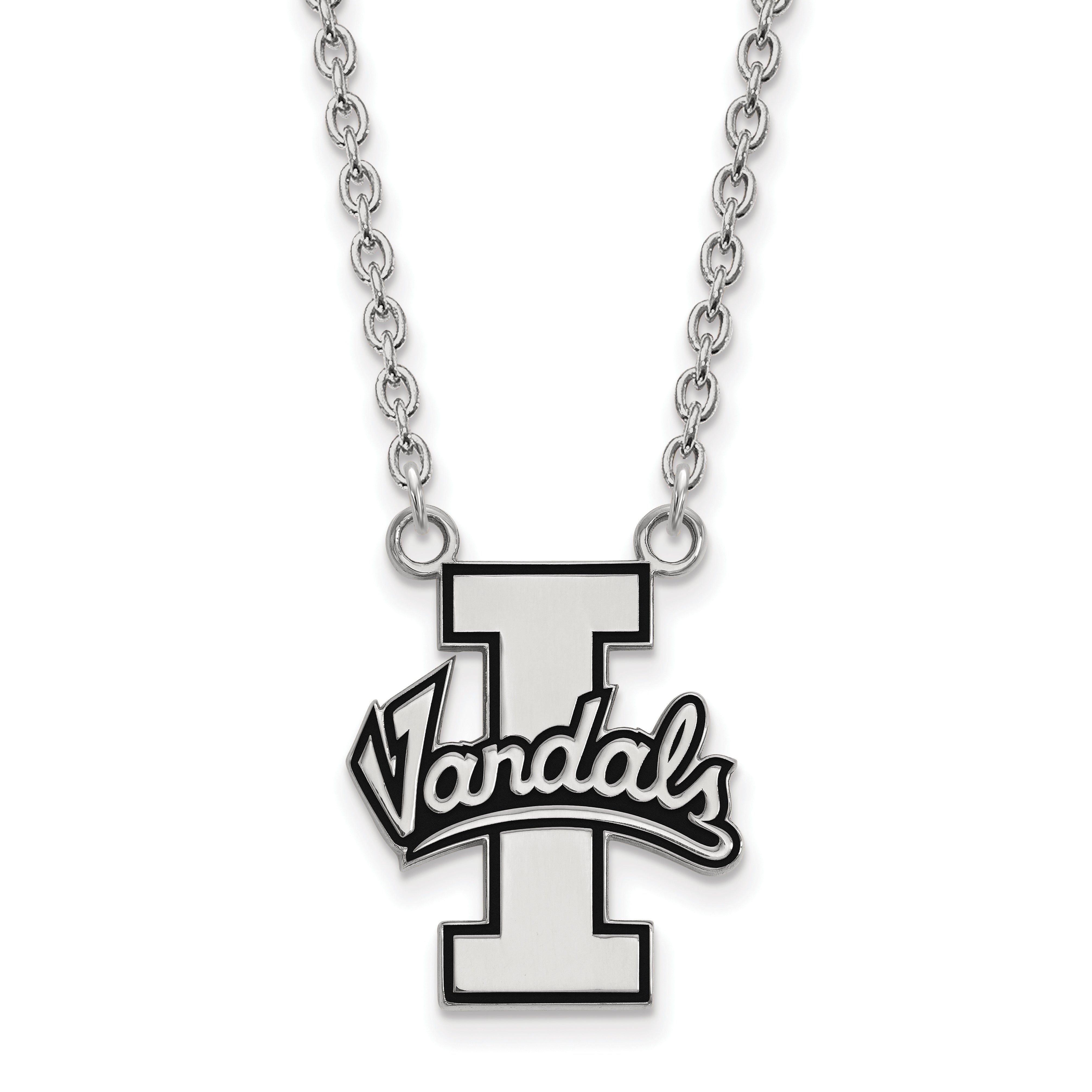 Sterling Silver Rhodium Plated Logoart University Of Idaho Vandals Large Enameled Pendant 18 Inch Necklace