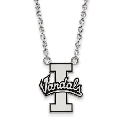 Sterling Silver Rhodium Plated Logoart University Of Idaho Vandals Large Enameled Pendant 18 Inch Necklace