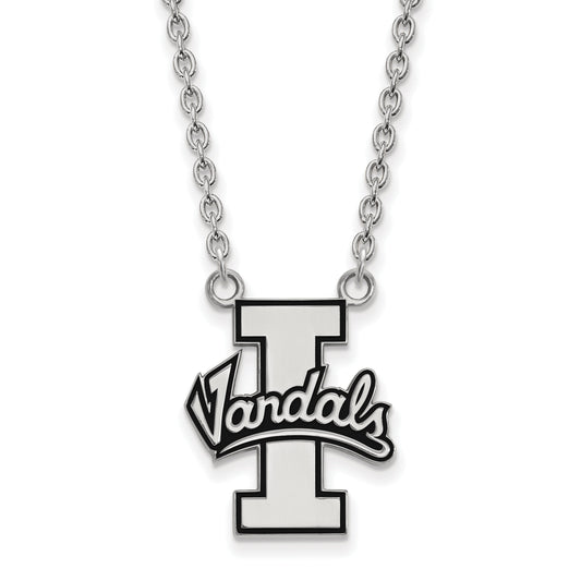 Sterling Silver Rhodium Plated Logoart University Of Idaho Vandals Large Enameled Pendant 18 Inch Necklace