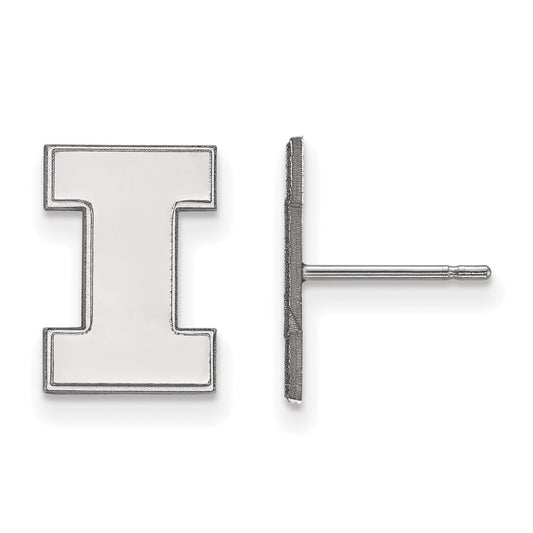14K White Gold Logoart University Of Illinois Letter I Small Post Earrings