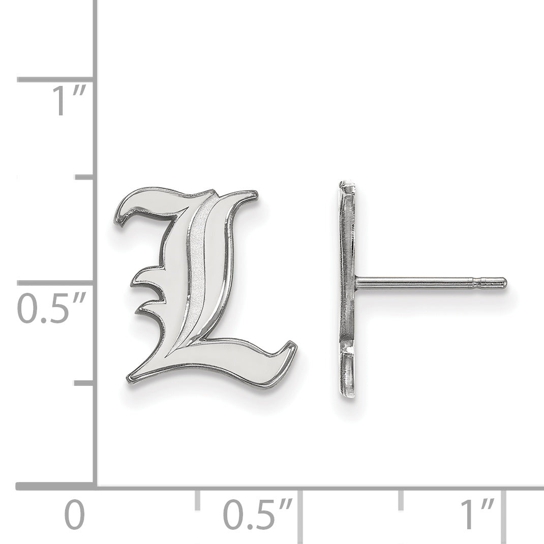 Sterling Silver Rhodium Plated Logoart University Of Louisville Letter L Small Post Earrings