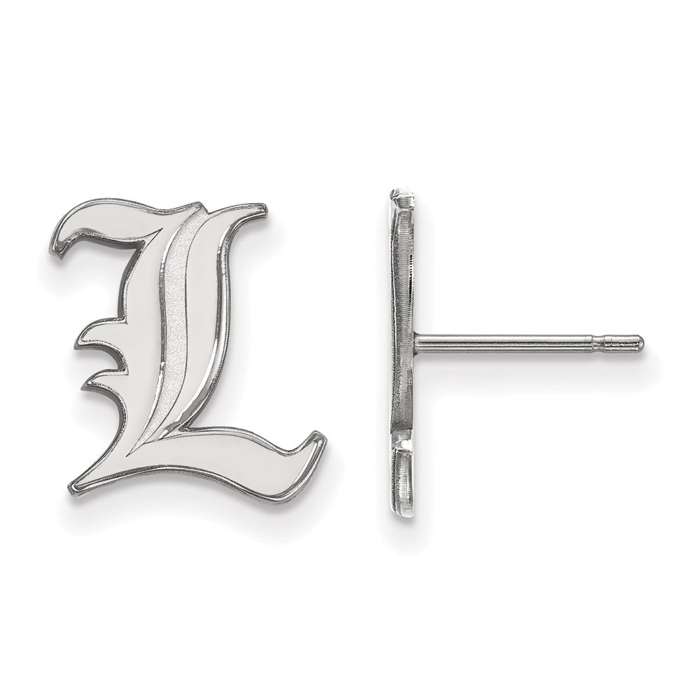 14K White Gold Logoart University Of Louisville Letter L Small Post Earrings
