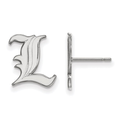 14K White Gold Logoart University Of Louisville Letter L Small Post Earrings