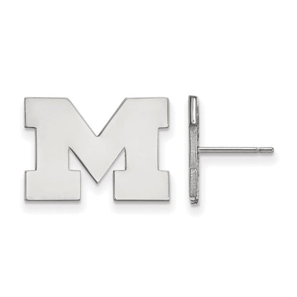 10K White Gold Logoart University Of Michigan Letter M Small Post Earrings