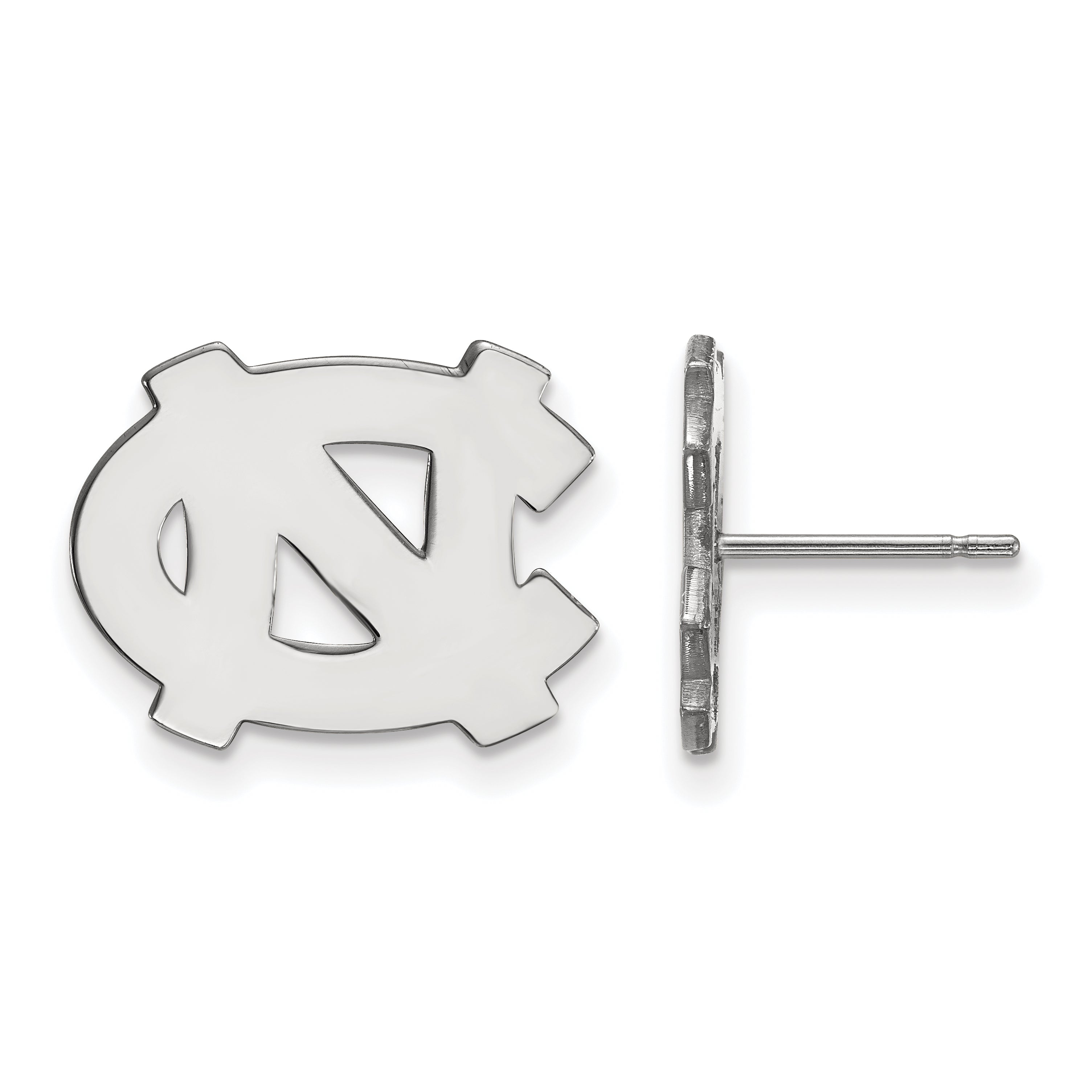 Sterling Silver Rhodium Plated Logoart University Of North Carolina N C Small Post Earrings