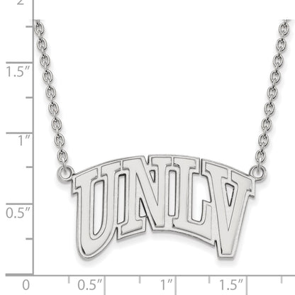 Sterling Silver Rhodium Plated Logoart University Of Nevada Las Vegas U N L V Large Pendant 18 Inch Necklace