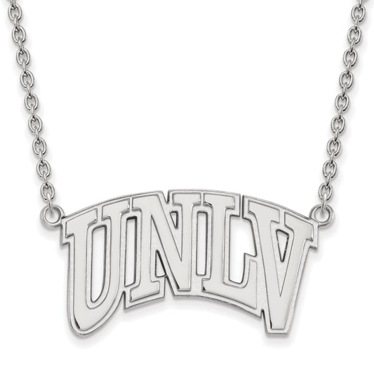 Sterling Silver Rhodium Plated Logoart University Of Nevada Las Vegas U N L V Large Pendant 18 Inch Necklace
