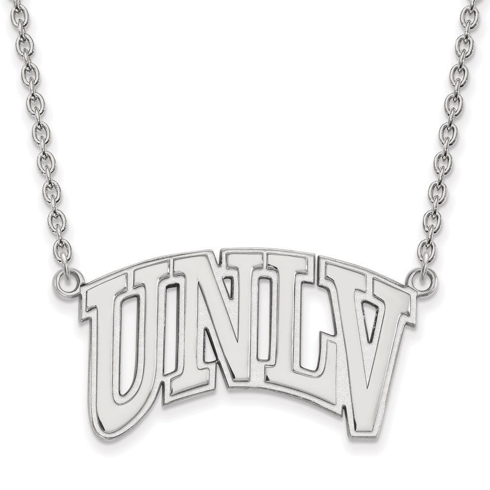 Sterling Silver Rhodium Plated Logoart University Of Nevada Las Vegas U N L V Large Pendant 18 Inch Necklace