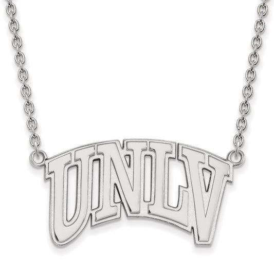 Sterling Silver Rhodium Plated Logoart University Of Nevada Las Vegas U N L V Large Pendant 18 Inch Necklace