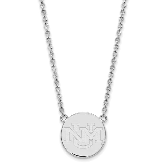 Sterling Silver Rhodium Plated Logoart University Of New Mexico Large Pendant 18 Inch Necklace