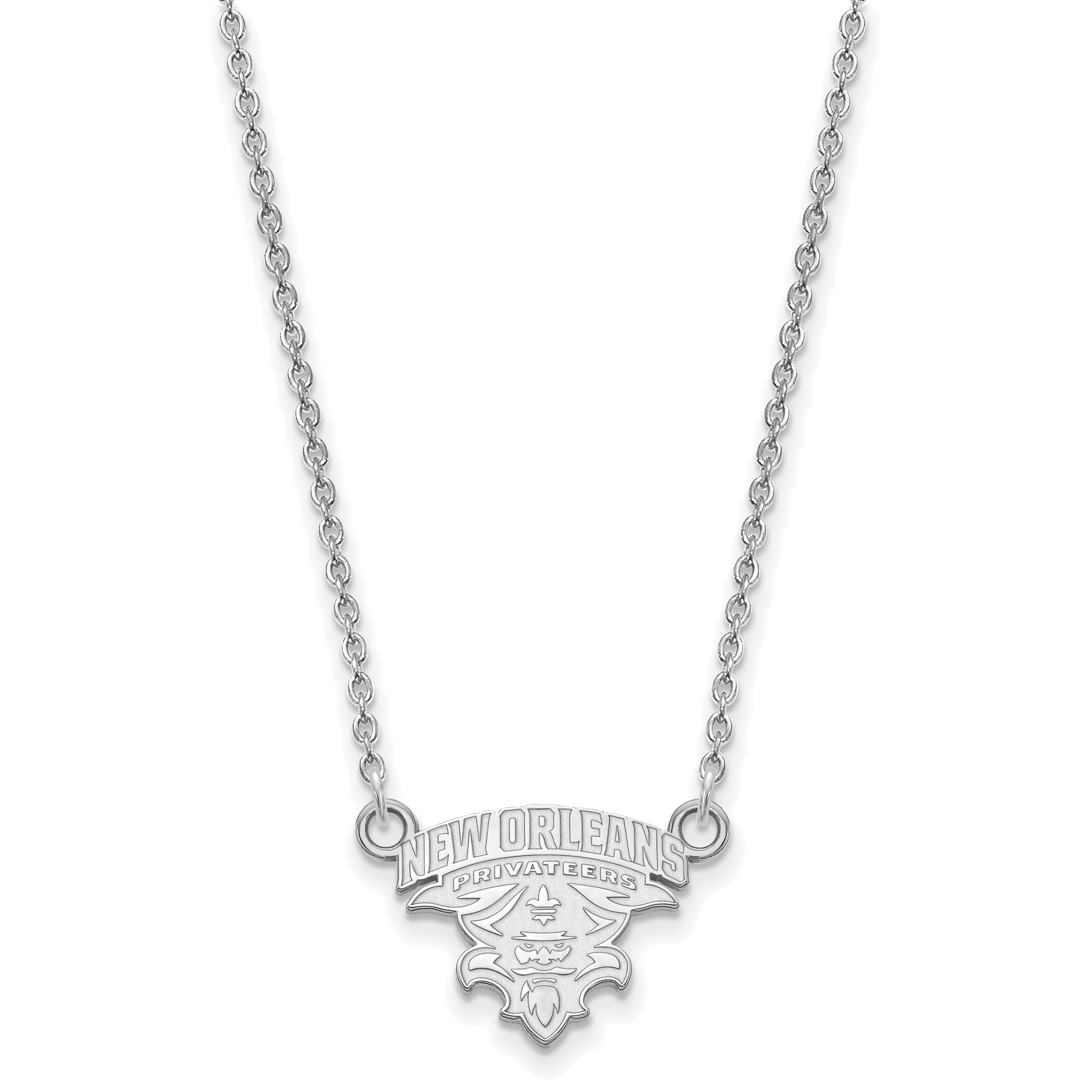Sterling Silver Rhodium Plated Logoart University Of New Orleans U N O Small Pendant 18 Inch Necklace