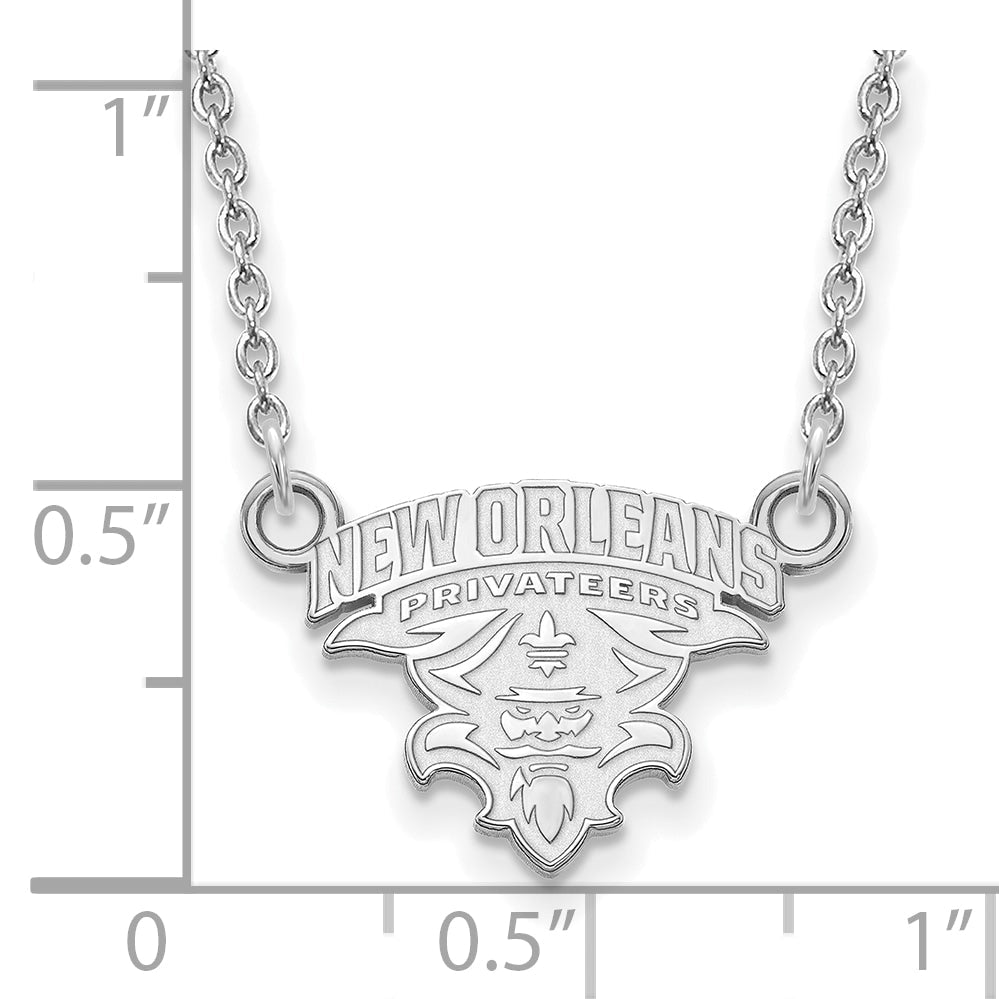 Sterling Silver Rhodium Plated Logoart University Of New Orleans U N O Small Pendant 18 Inch Necklace