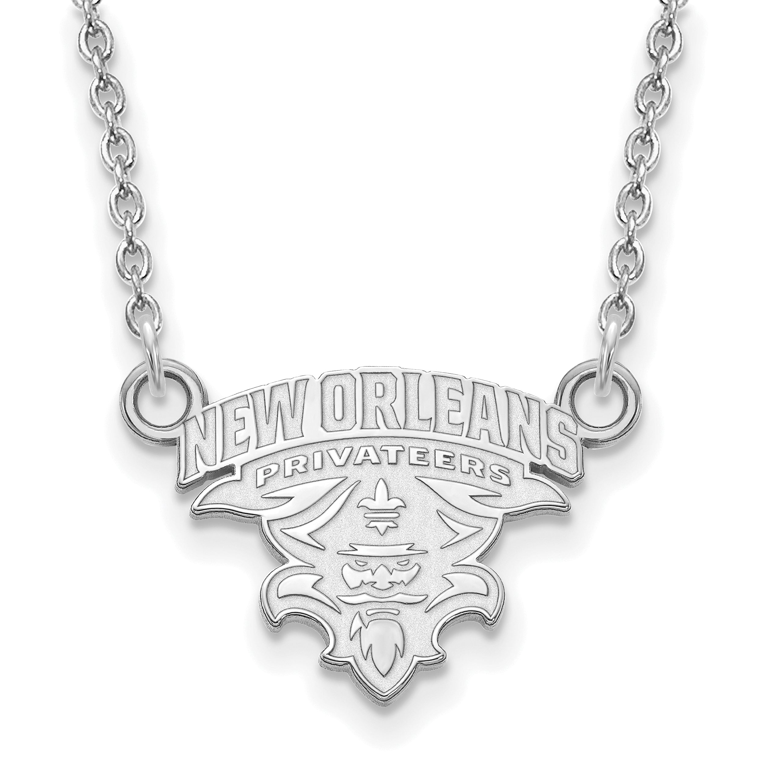 Sterling Silver Rhodium Plated Logoart University Of New Orleans U N O Small Pendant 18 Inch Necklace