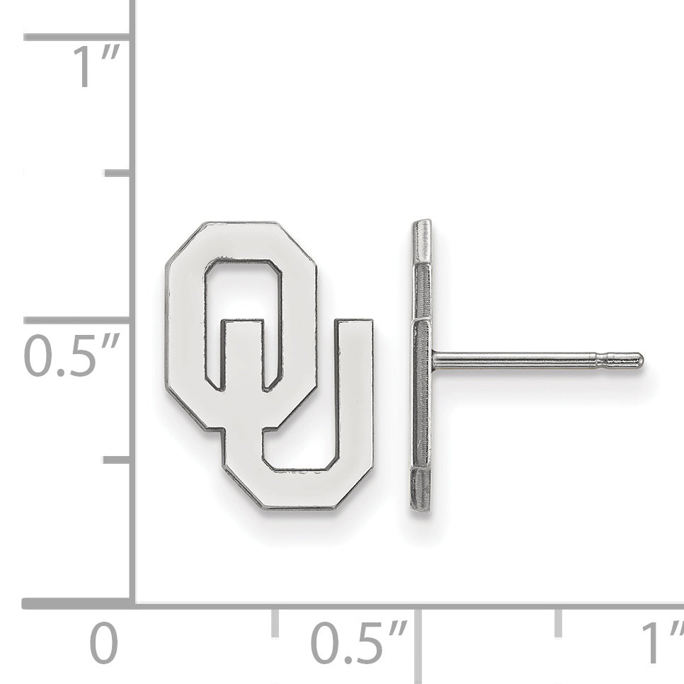 Sterling Silver Rhodium Plated Logoart University Of Oklahoma O U Small Post Earrings