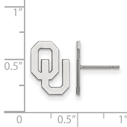 Sterling Silver Rhodium Plated Logoart University Of Oklahoma O U Small Post Earrings