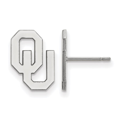 10K White Gold Logoart University Of Oklahoma O U Small Post Earrings